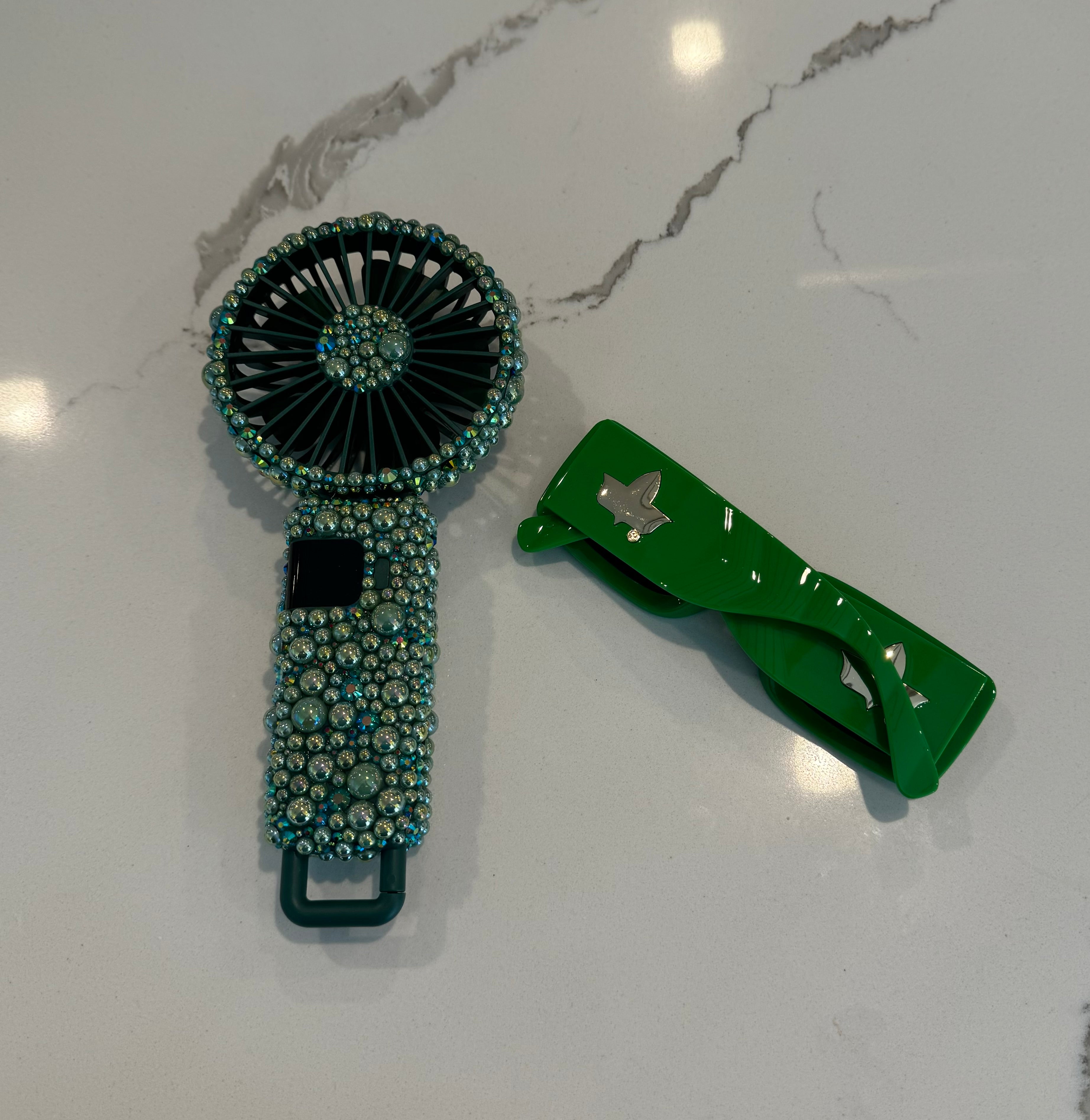 Pearl Handheld Rechargeable Fan, Green