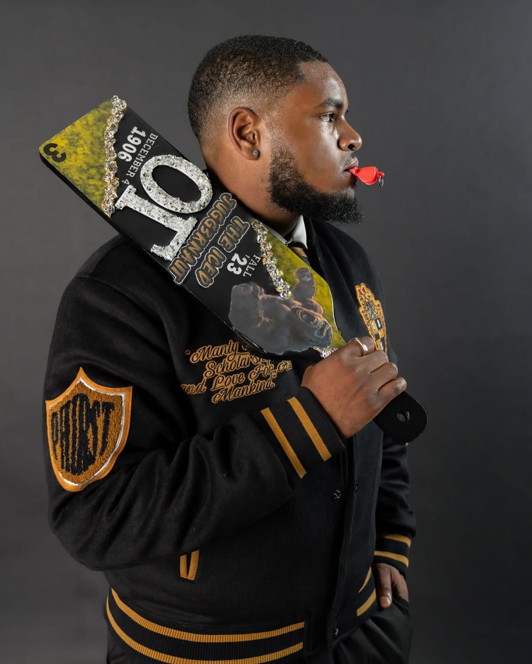 Fraternal Legacy Varsity Letterman Jacket, Black & Gold