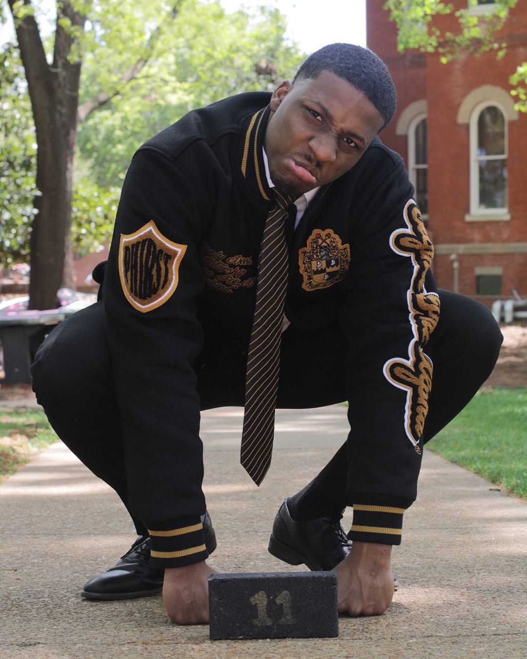 Fraternal Legacy Varsity Letterman Jacket, Black & Gold