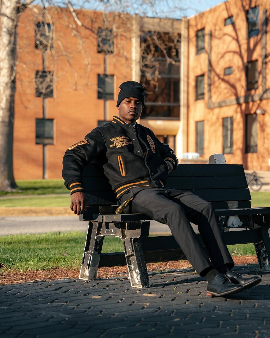 Fraternal Legacy Varsity Letterman Jacket, Black & Gold