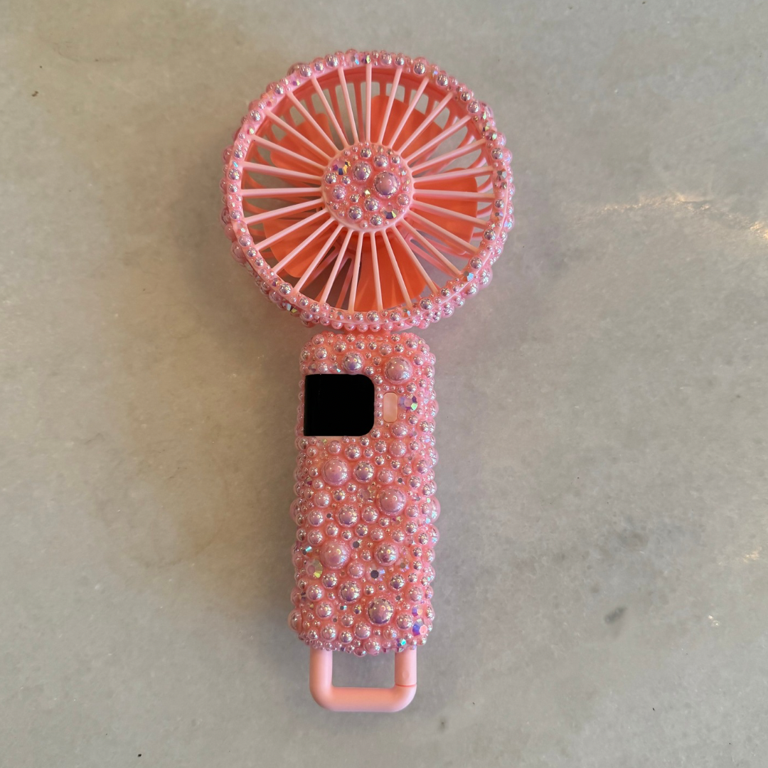 Pearl Handheld Rechargeable Fan, Pink