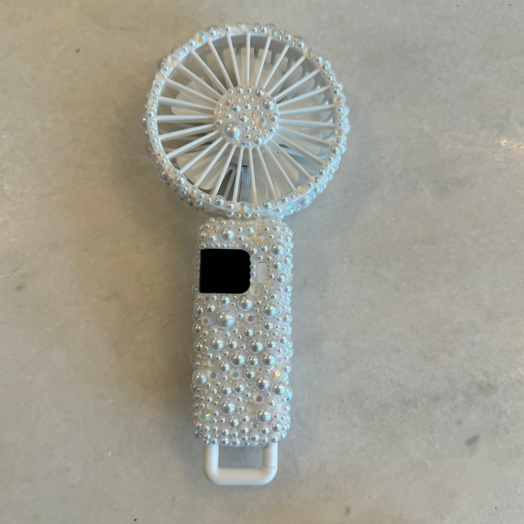 Pearl Handheld Rechargeable Fan, White