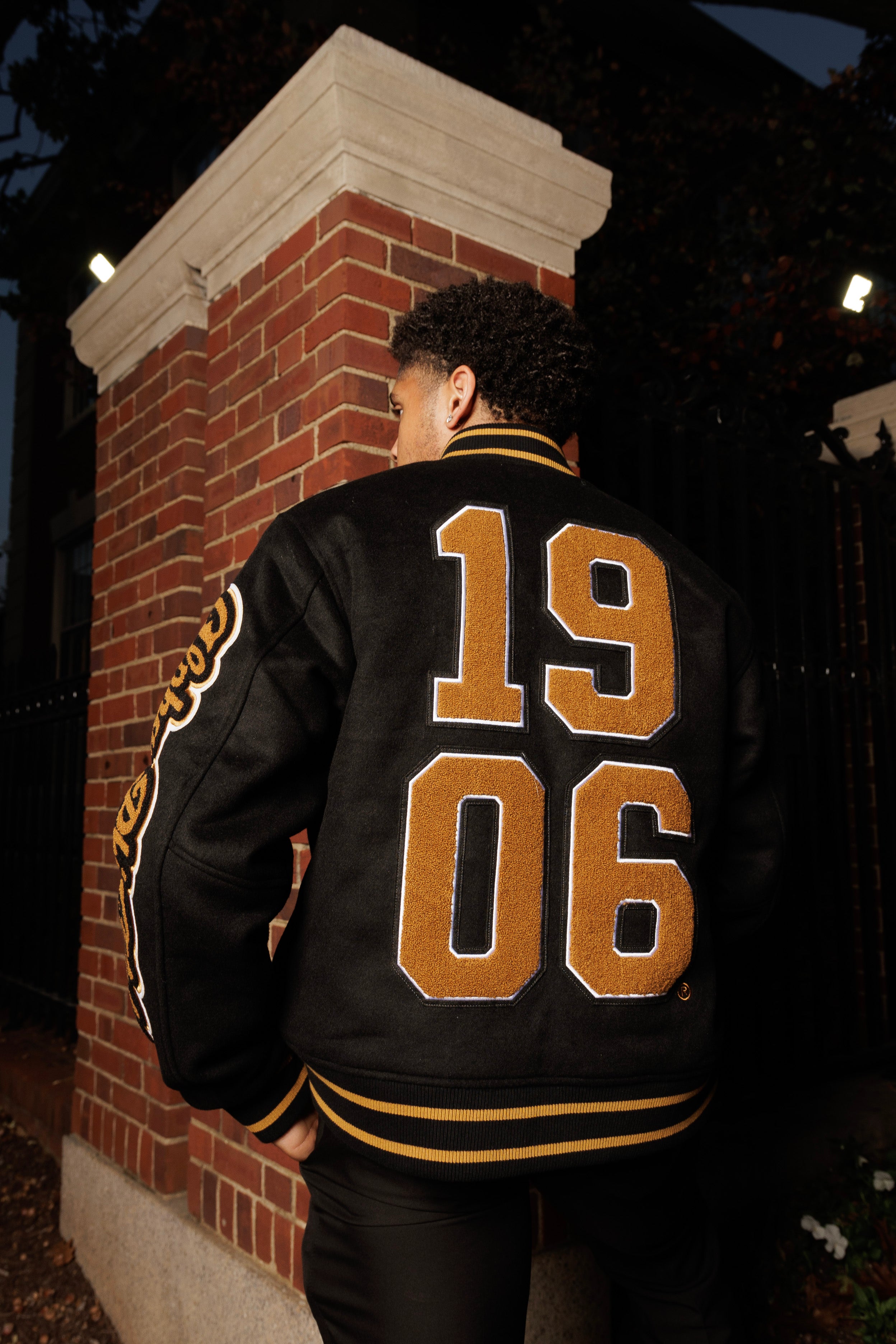 (PRE-ORDER) Fraternal Legacy Varsity Letterman Jacket, Black & Gold