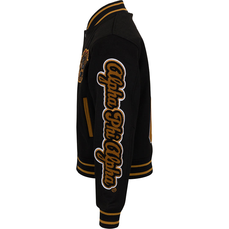 (PRE-ORDER) Fraternal Legacy Varsity Letterman Jacket, Black & Gold
