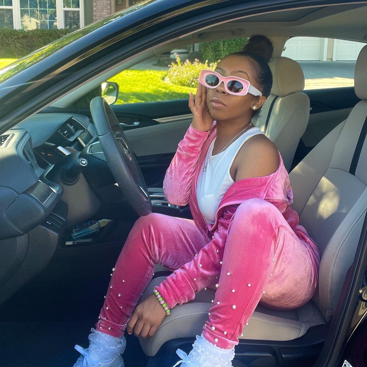 Phorever Phirst Velour Bottoms, Pink