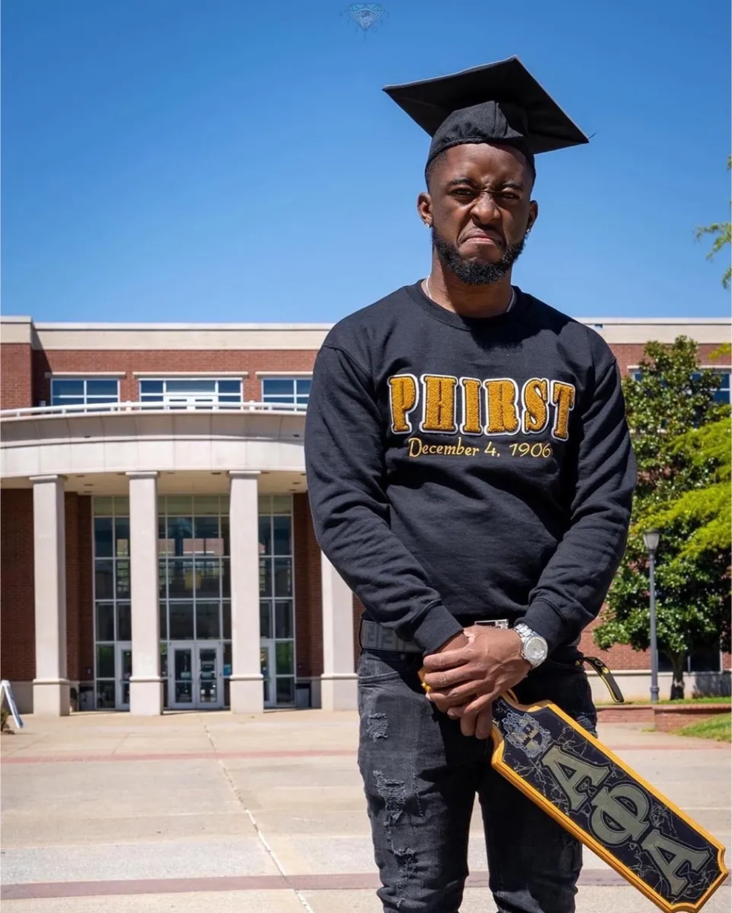 Phirst Sweatshirt, Black & Old Gold