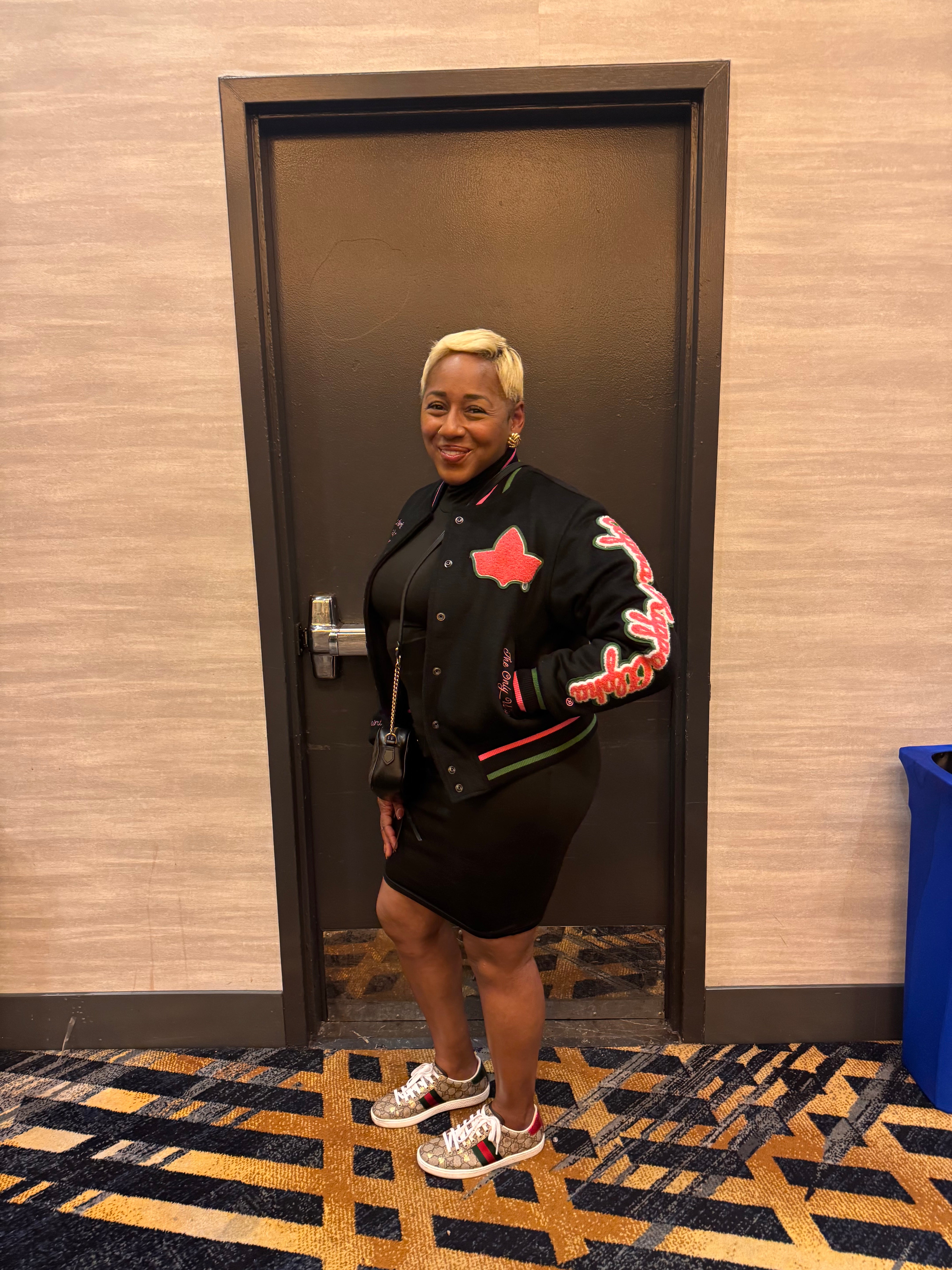 Full Length Timeless Ivy Varsity Letterman Jacket, Black