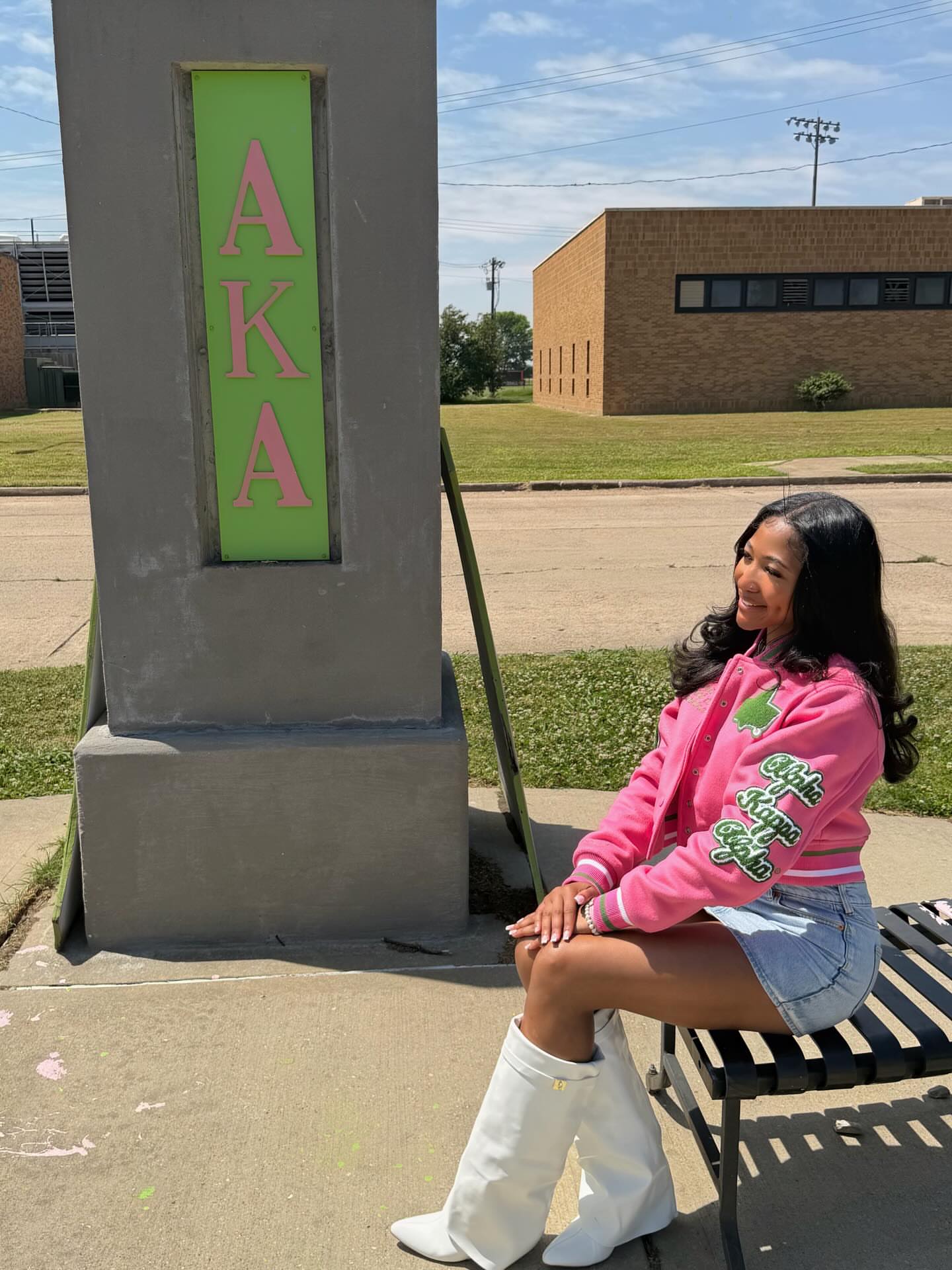 Cropped Timeless Ivy Varsity Letterman Jacket, Pink