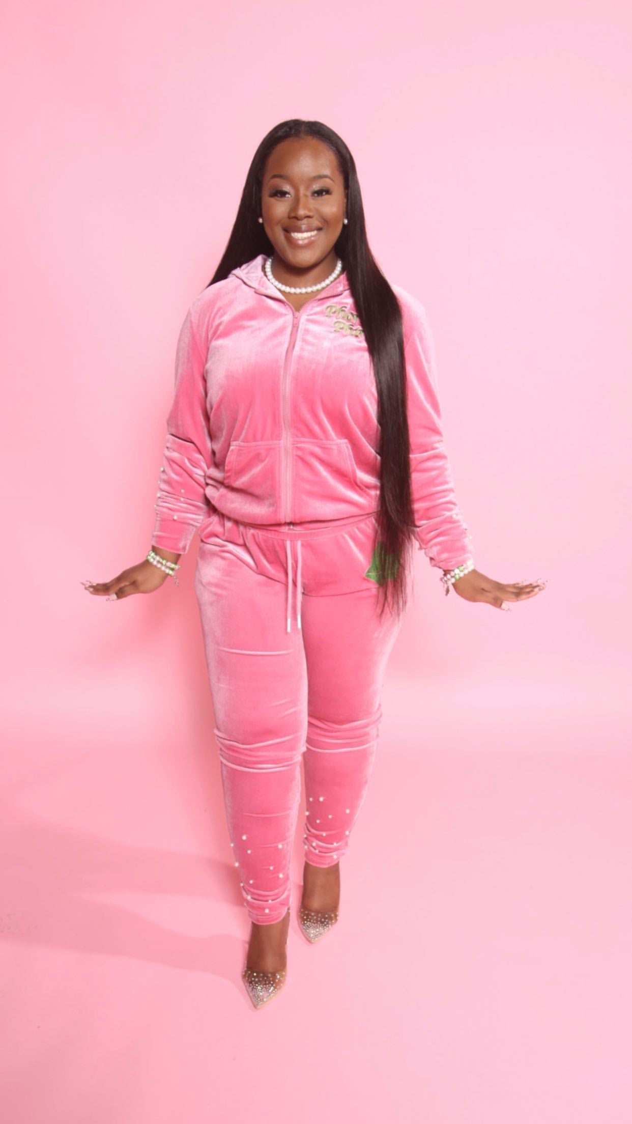 pxrgetrxxper着用 yxngbratz Velour jacket Phorever Phirst Velour Jacket, Pink
