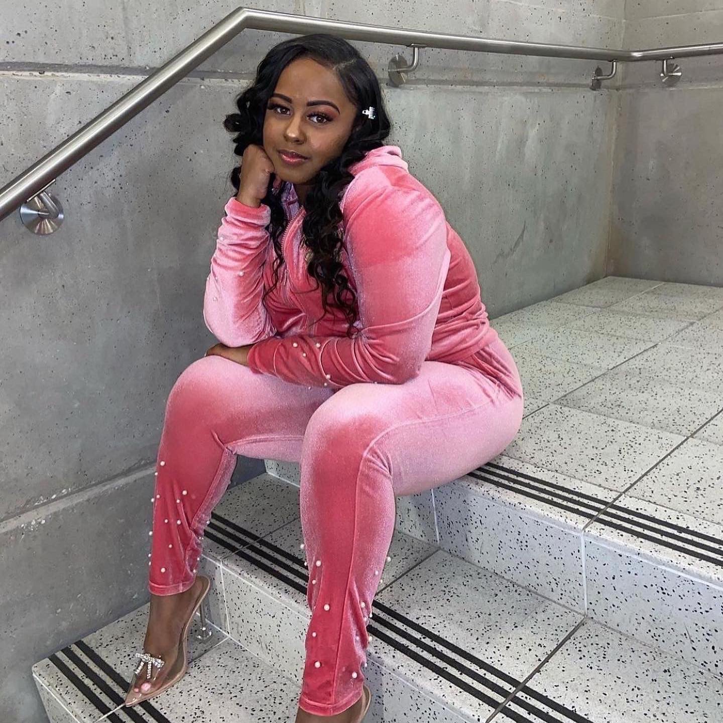 Phorever Phirst Velour Bottoms, Pink